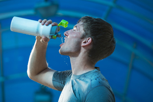 athlete drinking water